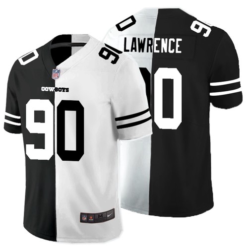 Men's Dallas Cowboys #90 Demarcus Lawrence Black White Split 2020 Stitched Jersey